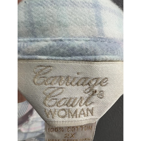 Vintage Carriage Court Nightgown Womens 2X Pastel Plaid Cotton Lace Collar 90s - Picture 9 of 11